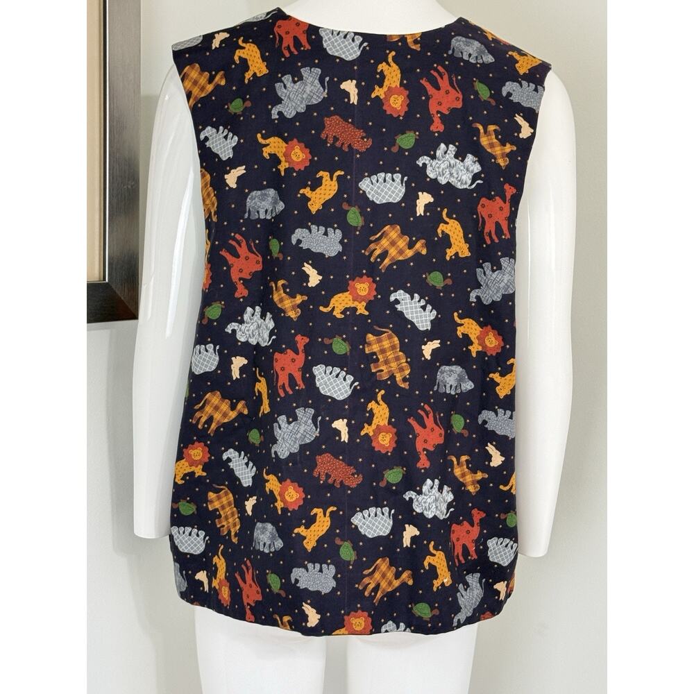 Vintage 90s Handmade Noah’s Ark Patchwork Reversible Vest Women’s Size L Boho - Picture 5 of 11